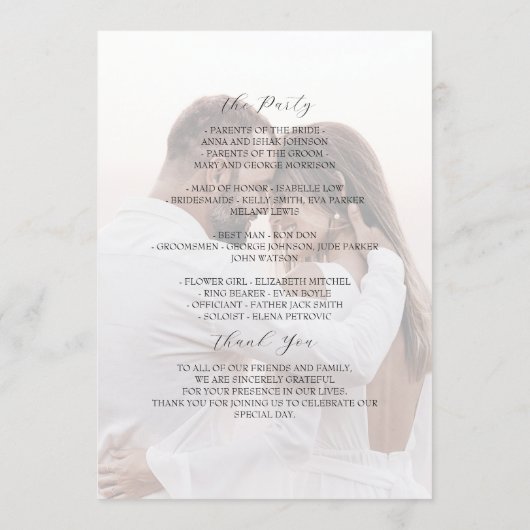 Ivory Olive Monogram Photo Wedding Program Programmakaart (Achterkant)