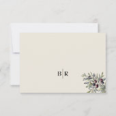 Ivory Olive Monogram Photo Wedding RSVP Kaartje (Achterkant)