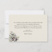 Ivory Olive Photo Monogram Wedding Bedankkaart (Achterkant)