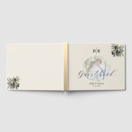 Ivory Olive Photo Monogram Wedding Gastenboek