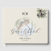 Ivory Olive Photo Monogram Wedding Gastenboek (Voorkant)