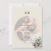 Ivory Olive Photo Monogram Wedding Kaart (Voorkant)