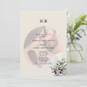 Ivory Olive Photo Monogram Wedding Kaart (Staand voorkant)