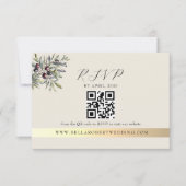 Ivory Olive Photo QR Wedding RSVP Kaartje (Voorkant)