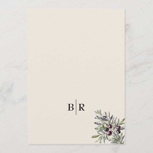 Ivory Olive Photo Wedding Menu (Achterkant)