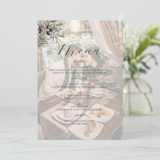 Ivory Olive Photo Wedding Menu (Staand voorkant)