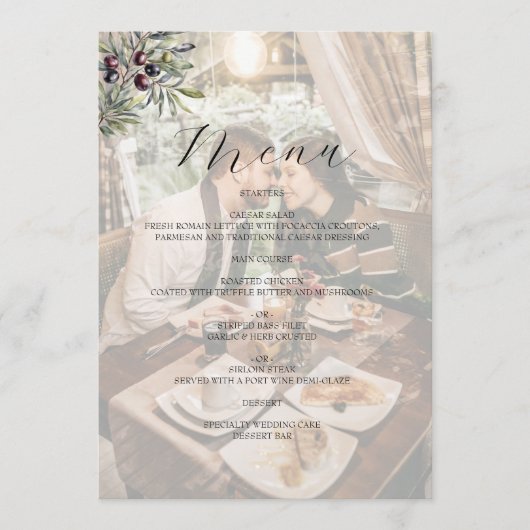 Ivory Olive Photo Wedding Menu (Voorkant)