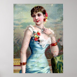 IVORY ON FLOWERS (midden XIX-eeuw) Poster
