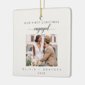 Ivory Our First Christmas As Engaged Photo Keramisch Ornament (Links)