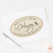 Ivory Oval Honey Label with Bee and Honeycomb (Envelop)