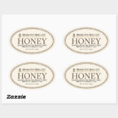 Ivory Oval Honey Sticker met Honeybee en Border (Vel)