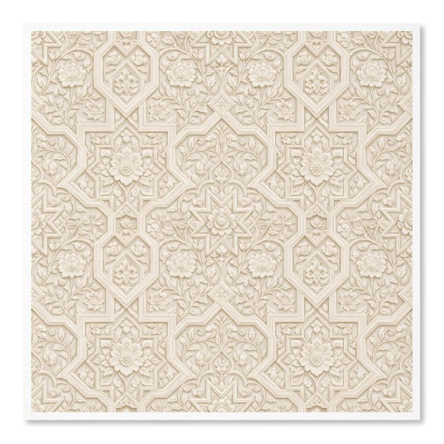 Ivory Palace Reliëf | Perzische Bloem Geometrisch( Behang (Voorkant)