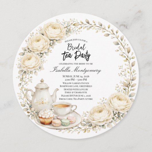 Ivory Palette Tea Party Bridal Shower Kaart (Voorkant)