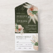 Ivory Palm Earthy Floral Pampas Sage Green Wedding All In One Uitnodiging (Binnen)