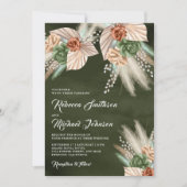 Ivory Palm Earthy Floral Pampas Sage Green Wedding Kaart (Voorkant)