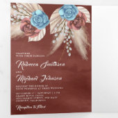 Ivory Palm Pampas Cinnamon Roos All-in-One Weddens Drieluik Uitnodiging (Binnenzijde eerst)