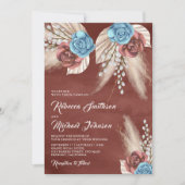 Ivory Palm Pampas Cinnamon Rozen Weddenschap Kaart (Voorkant)