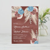 Ivory Palm Pampas Cinnamon Rozen Weddenschap Kaart (Staand voorkant)