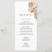 Ivory Pampas Grass Bohemian Wedding Menus Menu (Voorkant)