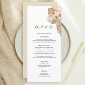 Ivory Pampas Grass Bohemian Wedding Menus Menu