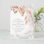 Ivory Pampas Grass Maroon Blush Pink Floral Kaart (Staand voorkant)