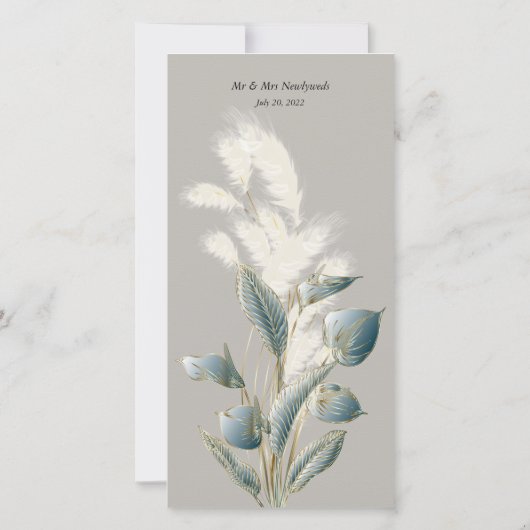 Ivory Pampas Grass Tafel instellen Dank u kaarten (Achterkant)