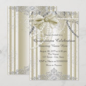Ivory Parel Quinceanera Kaart (Voorkant / Achterkant)