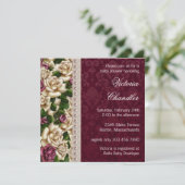 Ivory Parels Roze Rose Damask Baby Meisje Douche Kaart (Staand voorkant)