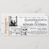 Ivory Paris Bruiloft Boarding Pass Uitnodiging (Voorkant)