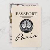 Ivory Paris Passport Bewaar de datum Save The Date (Voorkant / Achterkant)