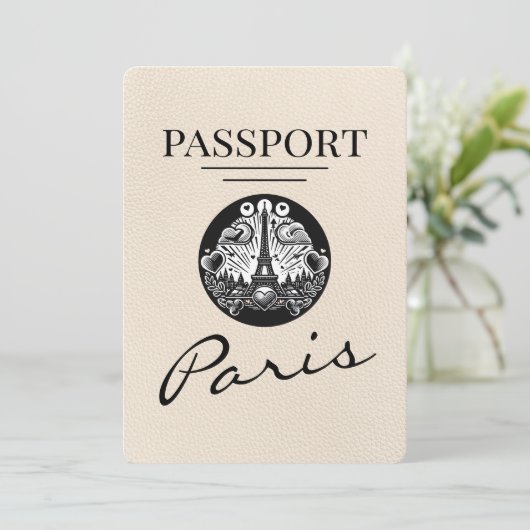 Ivory Paris Passport Bewaar de datum Save The Date (Staand voorkant)