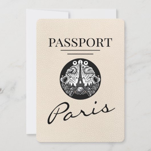 Ivory Paris Passport Bewaar de datum Save The Date (Voorkant)