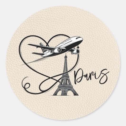 Ivory Paris Passport Ronde Sticker (Voorkant)