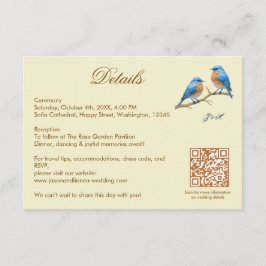 Ivory Pastel Liefdesvogels Romantische Blauwe Voge Informatiekaartje