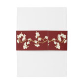 Ivory Peach/Plum Blossom Double Happiness Wedding Uitnodigingen Wikkel (Achterkant Voorbeeld)