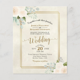 Ivory Peach Rozen Chic BUDGET Weduwuitnodiging