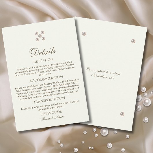 Ivory Pearl Christian Wedding Details Informatiekaartje