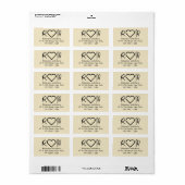 Ivory pearl Couple Monogram Heart Return Address Etiket (Full Sheet)