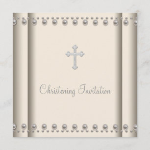 Ivory Pearl Cross Baby Boy Girl Christening Kaart