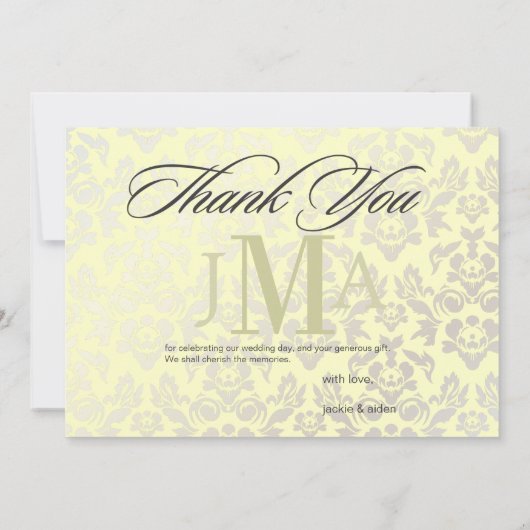 Ivory + Pearl Damask, Bedankt kaarten, DIY kleuren (Achterkant)