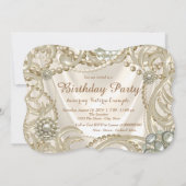 Ivory Pearl Verjaardagsfeest Kaart (Achterkant)