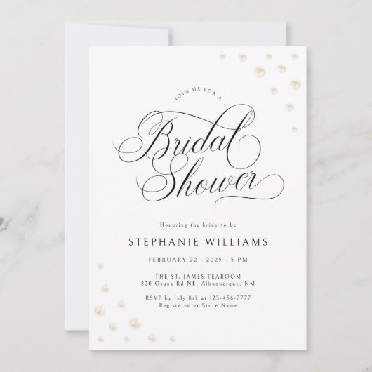 Ivory Pearls Bridal Shower Uitnodiging (Voorkant)