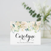 Ivory Peonies Floral be My Bloemenmeisje Kaart (Staand voorkant)