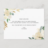 Ivory Peonies Floral be My Bloemenmeisje Kaart (Achterkant)