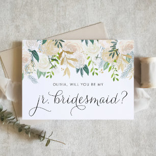 Ivory Peonies Glitter zal mijn Jr Bridesmaid zijn Kaart
