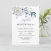 Ivory Peonies met stomaap blauw annemon Kaart (Staand voorkant)