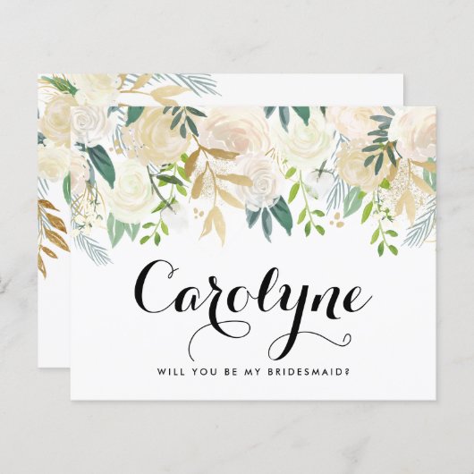 Ivory Peonies zal je zijn mijn Bridesmaid (Voorkant / Achterkant)