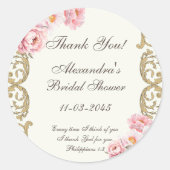 Ivory Peony Christian Bridal Shower Thank You Ronde Sticker (Voorkant)