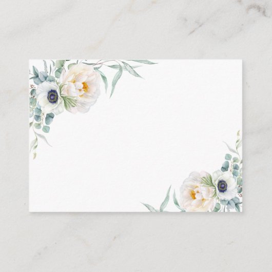 Ivory Peony Floral Eucalyptus Weddenschap goed Informatiekaartje (Achterkant)