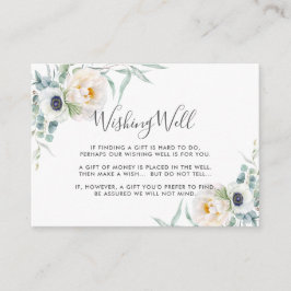 Ivory Peony Floral Eucalyptus Weddenschap goed Informatiekaartje